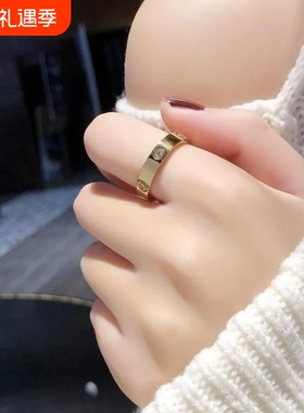 卡洛赫钉子戒指男女18K经典款玫瑰金love满天星情侣对戒指环订婚