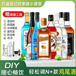 洋酒组合伏特加调酒基酒套装蓝橙味力娇酒朗姆酒金酒多规格