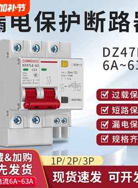 DZ47LE-63漏电保护器2p3p4p32a63a小型家用电闸总开关c45漏电开关