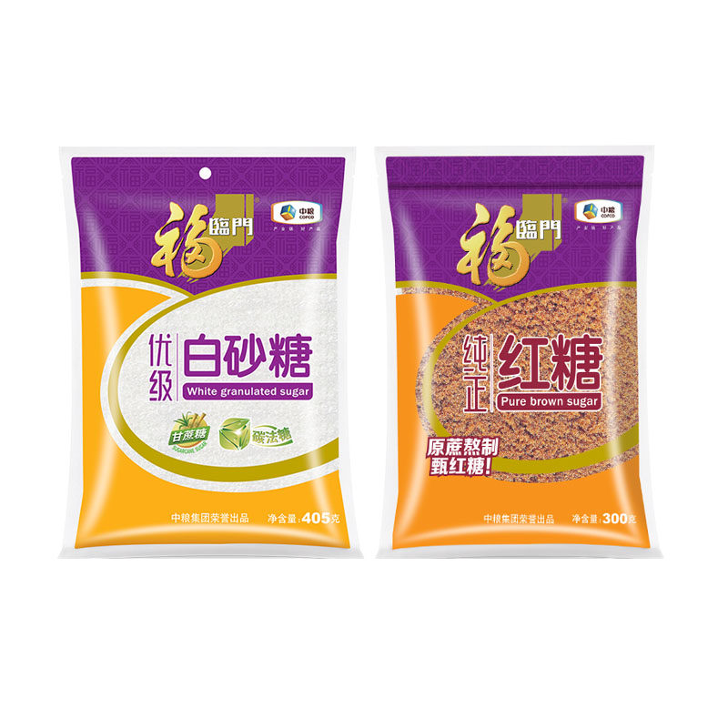 福临门甘蔗糖优级白砂糖405g+纯正红糖300g中粮出品家用糖多规格
