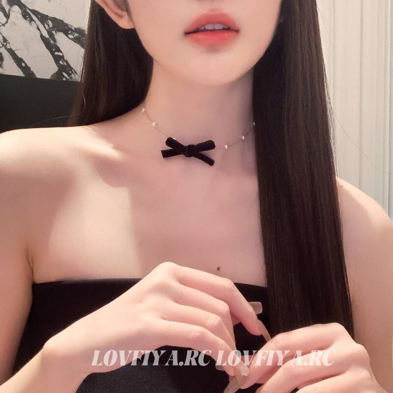 蝴蝶结珍珠 choker项链短款锁骨链女颈带项圈脖子饰品颈链女网红图片