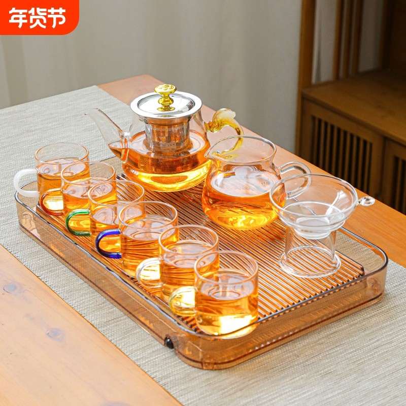 耐热玻璃功夫茶具套装小茶杯透明玻璃杯家用办公室小号加厚花茶杯