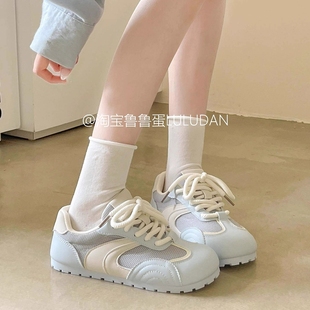 2025新款 女款 網面透氣小白鞋 薄底運動鞋 百搭休閑板鞋 夏季 魯魯蛋