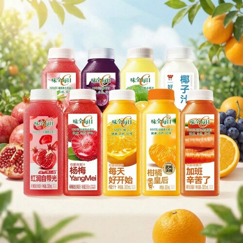 味全每日C橙汁葡萄汁莓桃汁杨梅汁果汁300ml*10瓶草莓桃桃石榴汁