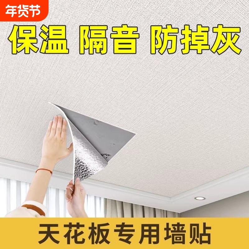 天花板贴纸3d立体自粘墙贴房顶遮丑吊顶防水防潮屋顶壁纸棚顶墙纸