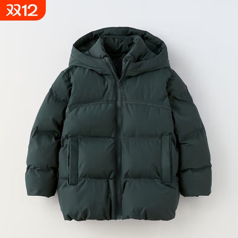儿童棉服男童加厚外套女童中长款棉袄宝宝冬装面包服A148黑色蓝色
