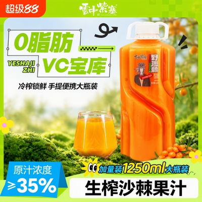 云中紫塞野沙棘果汁饮料2.25L山西特产酸甜维C满满果粒大瓶瓶装