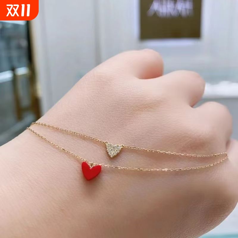 日本AHK同款心形项链S925纯银镀玫瑰金气质百搭通勤锁骨项链女