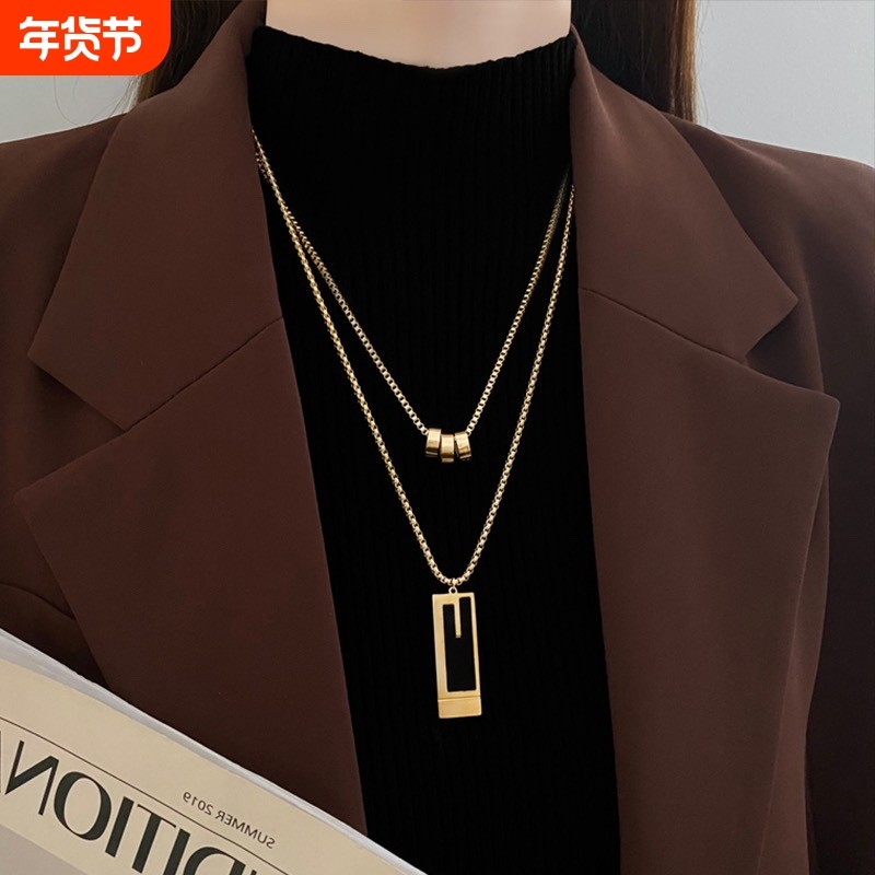 几何钛钢项链女2026新款爆款毛衣链大气高档锁骨链轻奢小众配饰品