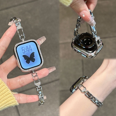 高级感适用于小米手环9pro表带金属小别针链式10pro专用创意女款红米watch6/5/4智能运动配件银色金色黑色