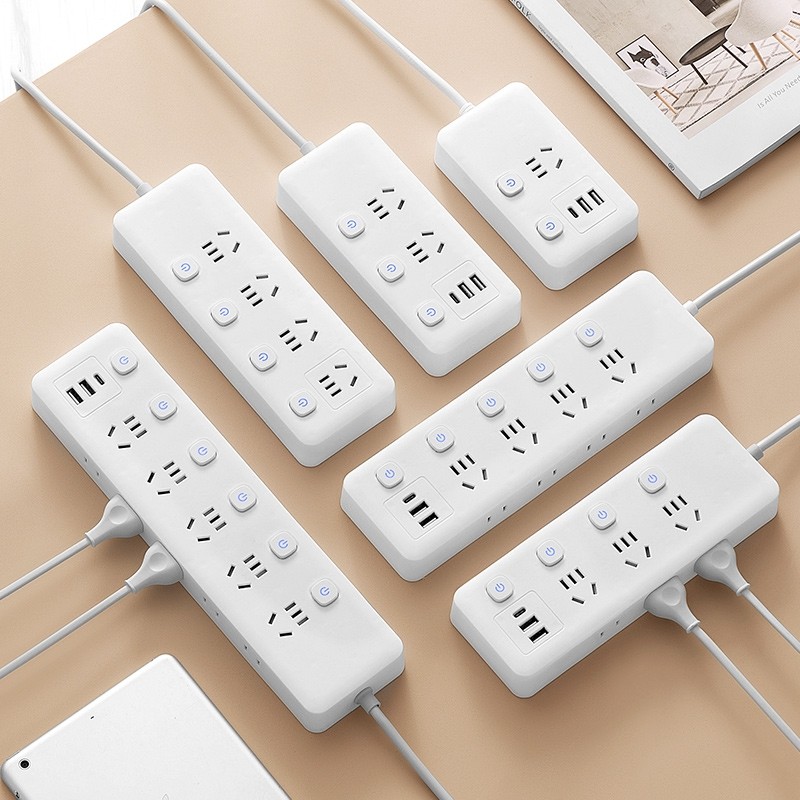 纯铜家用智能排插USB插座板电源多功能带线插排接线板长线插板