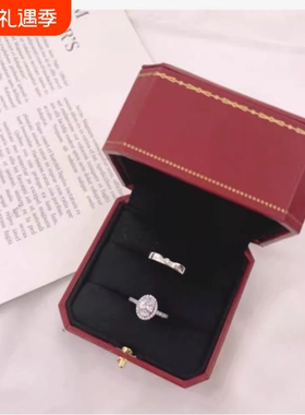 微镶椭圆鸽子蛋仿真结婚戒