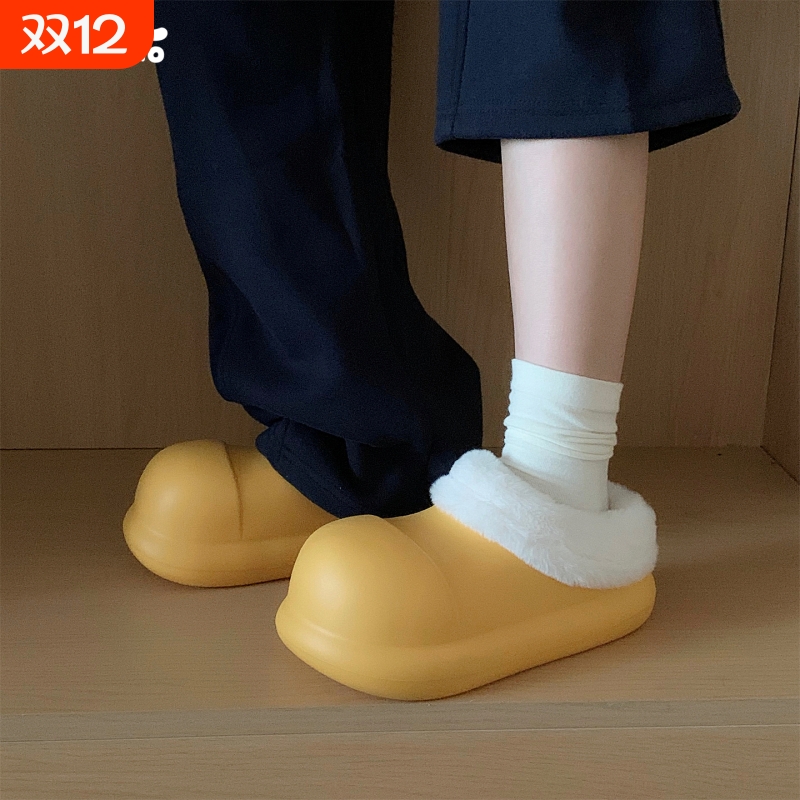一脚蹬女冬防水棉拖鞋ins