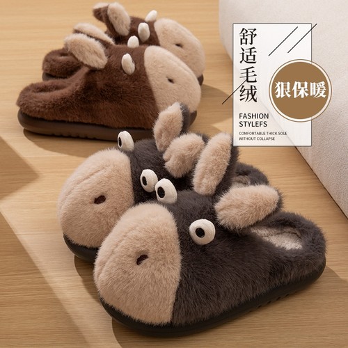 小毛驴棉拖鞋女款秋冬季2025新款情侣家居室内防滑厚底毛绒保暖男