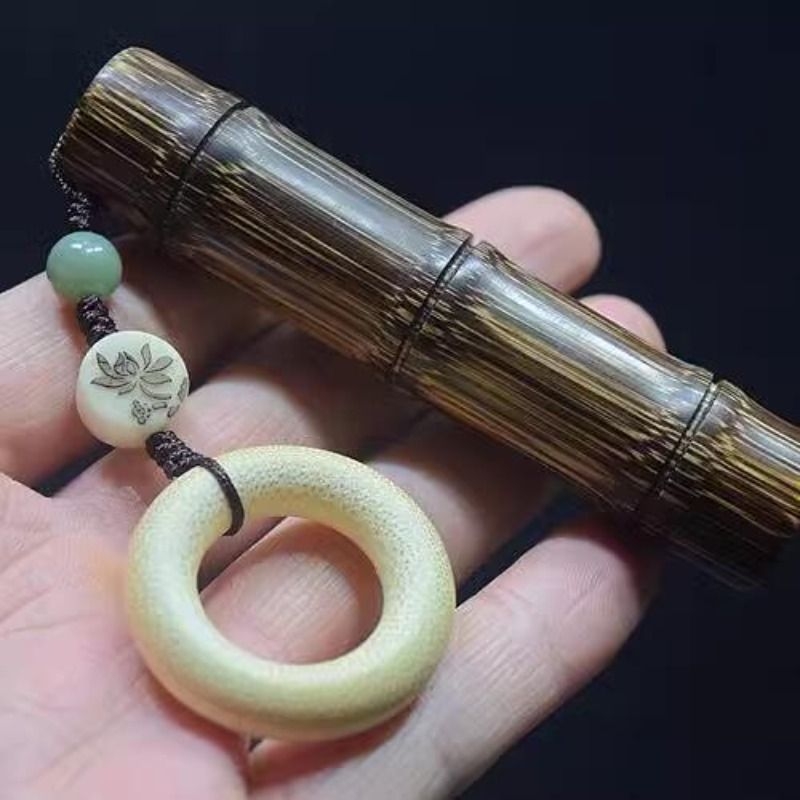 正宗老金丝竹手把件竹子竹节男士随身把玩包浆文玩精品手工象牙果