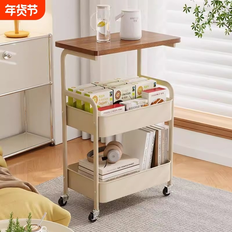 小推车床头柜可移动边几零食收纳置物架家用落地床边茶几桌子客厅,住宅家具,移动边几/推车,淘宝优惠券,粉丝福利购,淘宝优惠卷