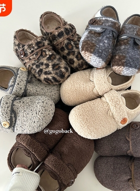 gogoback内增高加绒毛毛鞋女秋冬复古百搭魔术贴棉鞋一脚蹬勃肯鞋