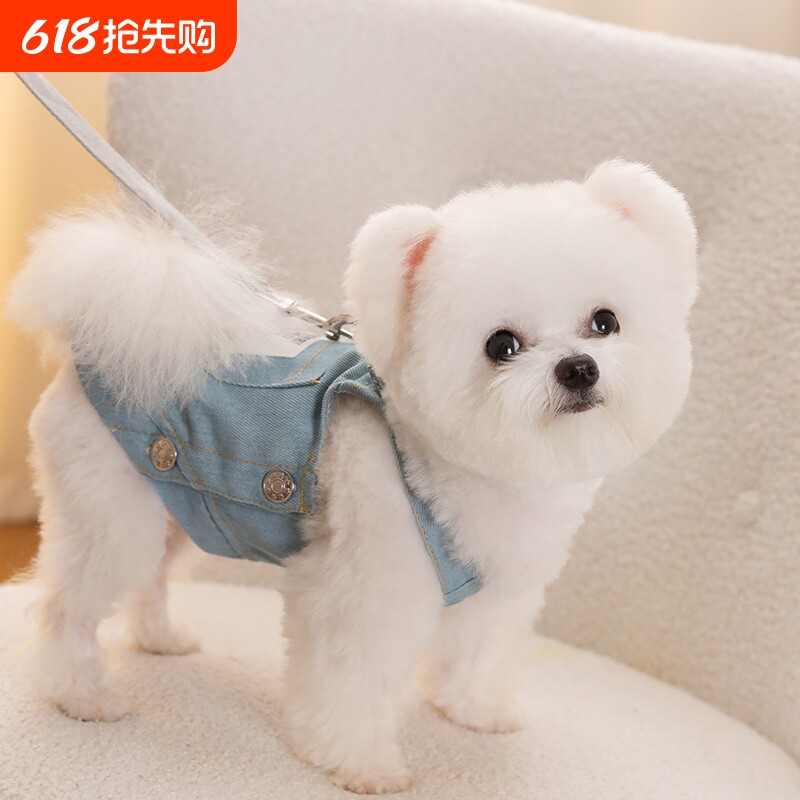 春夏季狗狗衣服口袋背带牛仔裙中小型犬泰迪比熊宠物衣服猫咪服饰