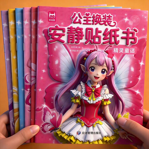 公主换装贴纸书妆扮时尚秀生日礼物儿童diy手工制作启蒙益智卡通贴贴画3-6岁化妆安静书美丽换妆女孩少女心粘贴玩具六一儿童节礼物