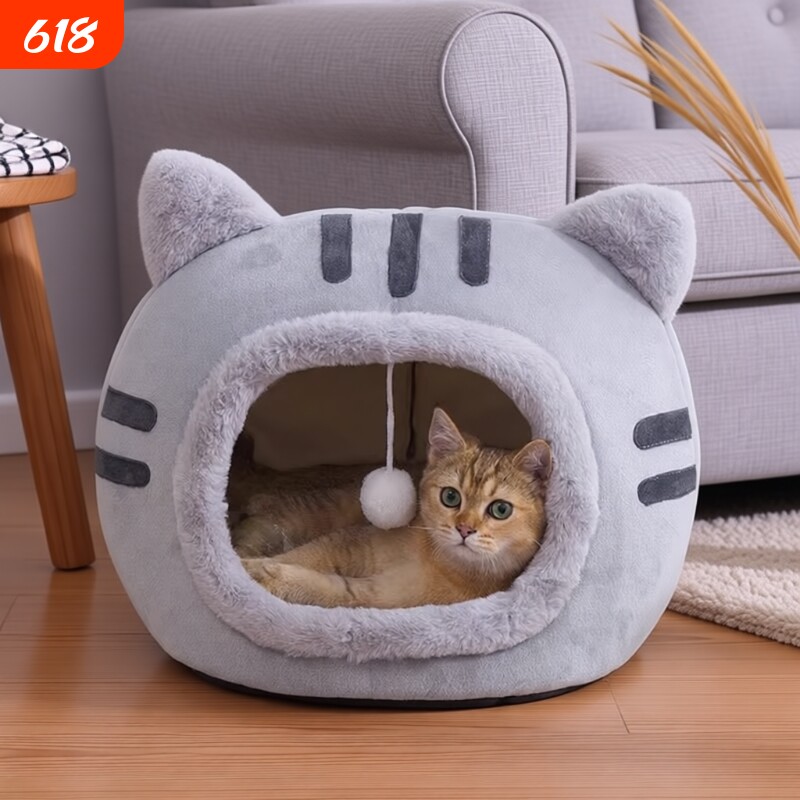 猫咪冬季保暖猫窝四季通用冬天半封闭式宠物窝垫加厚可拆洗大型