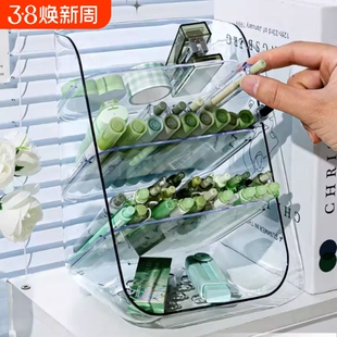 超大容量斜插式笔筒儿童女孩学生书桌桌面透明分区收纳盒置物架