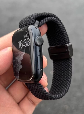 适用applewatch11表带S11苹果手表iwatch9新款S10磁吸S8编织8女夏运动7创意S7高级男S6尼龙可爱se3腕带watchs