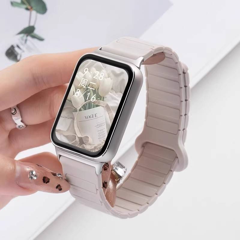 张婧仪同款适用小米手环9Pro表带8Pro手表腕带7新款红米watch6/5硅胶4替换3青春版磁吸2男智能运动女夏季配件