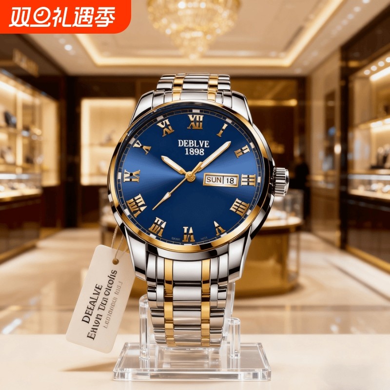 手表男款全自动男表数字双日历防水腕表男机械风全自动防水高级感
