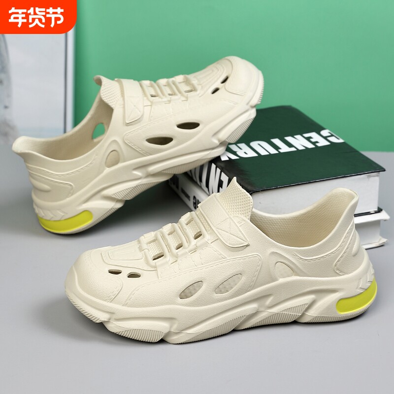 涉水洞洞鞋男款夏季外穿厚底不臭脚防滑户外沙滩男士凉鞋钓鱼专用