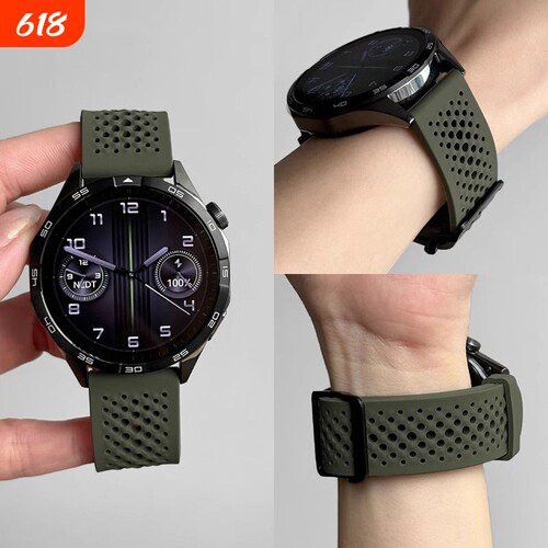 适用小米watchS4表带S4sport透气针扣s3/S2/s1pro腕带Color运动华米系列通用硅胶磁吸黑色