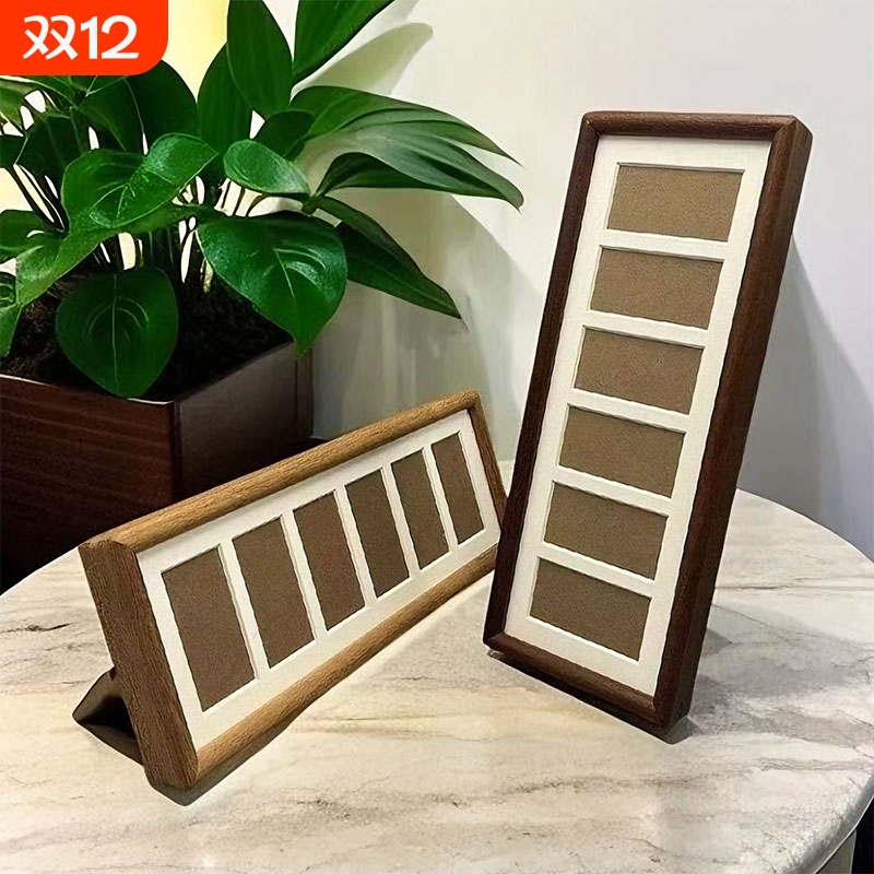 六连框黑胡桃相框增运多金画框摆台钱币人民币装饰画轻奢简约立式