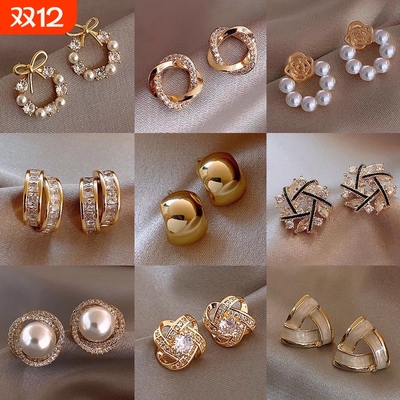 可旋转风车耳环气质女网红韩国耳钉银针2025年新款潮耳饰百搭耳饰