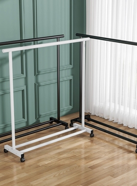 简易晾衣架落地立式挂衣架带轮承重内衣帽架学生折叠家用晒衣服杆