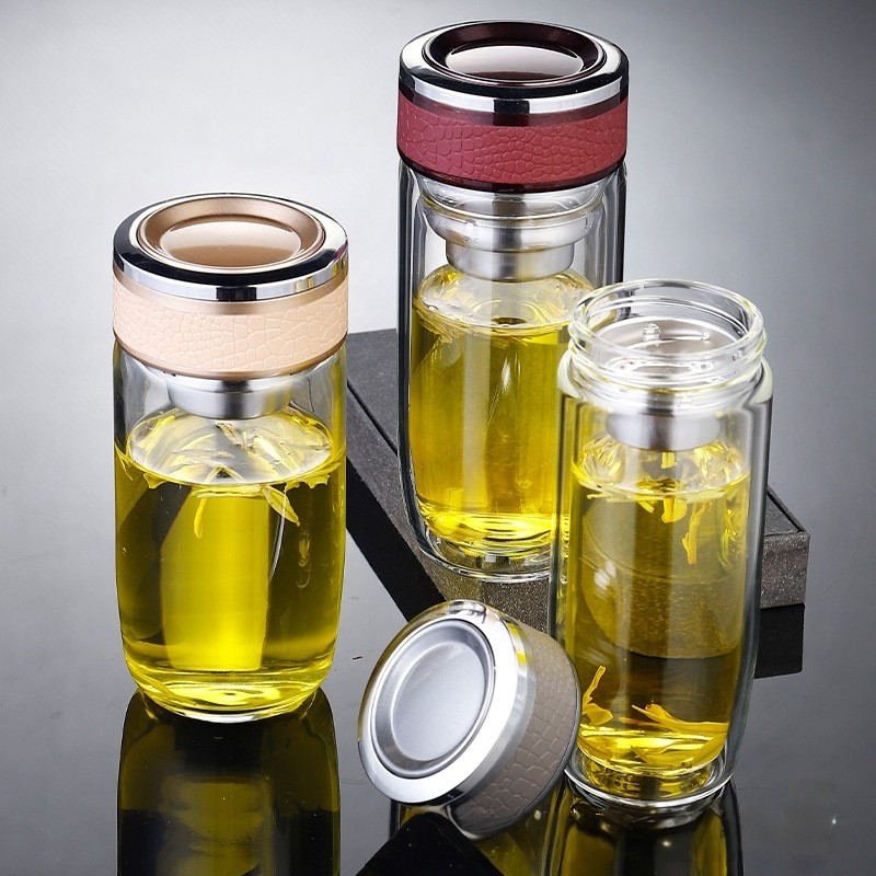 鹅蛋杯单层双层玻璃杯子大容量礼品商务茶水分离杯车载男士泡茶杯