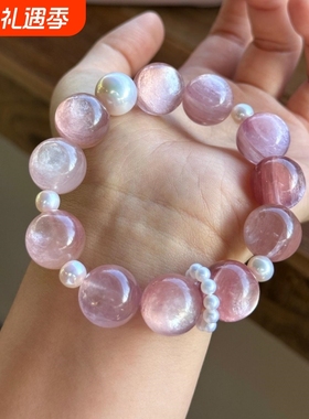 【樱花信笺】粉锂辉云母串珠手链设计感贝珠温柔甜美显白透体手串