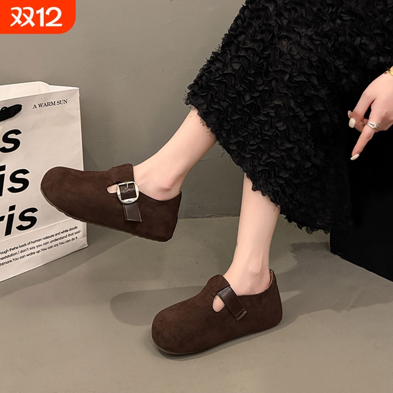 内增高厚底勃肯鞋女2025秋季新款一脚蹬豆豆鞋博肯单鞋乐福鞋鞋子