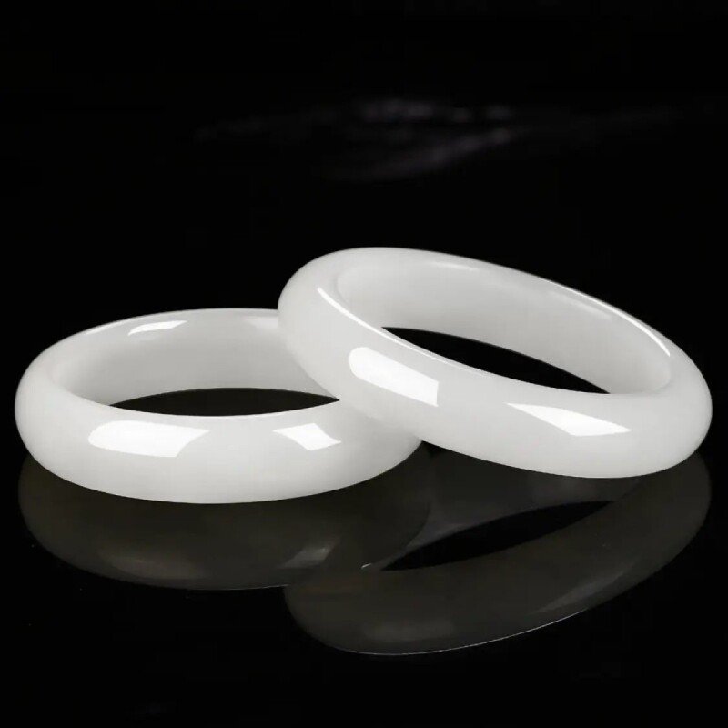 脂白和田白玉老料戈壁玉羊级新疆玉手镯旺夫真玉石镯子气质少女镯