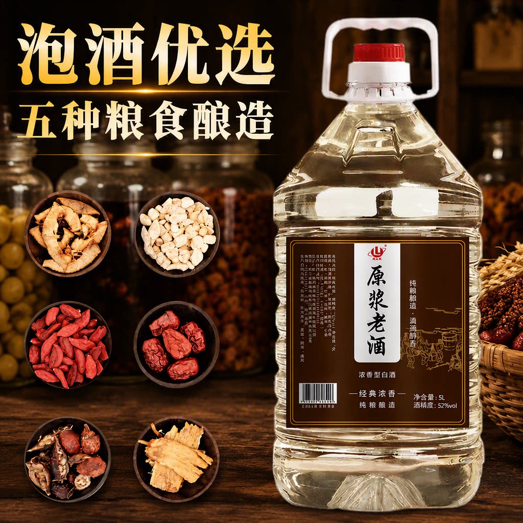 大桶装散装高粱酒老酒泡酒高度原浆52度纯粮酿造