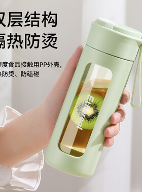 带把玻璃杯女专用花茶水杯高颜值