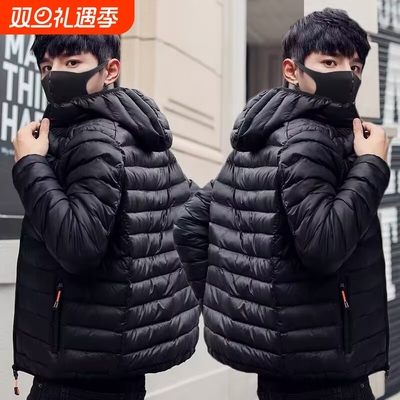 户外冬季可脱帽轻薄羽绒棉服男青少年潮流休闲保暖短款棉衣棉袄外