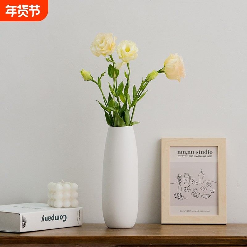 白色北欧创意简约装饰干花花瓶家居现代餐桌客厅插花摆件水培花器