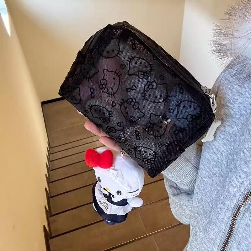 透明网纱kitty补妆包外出