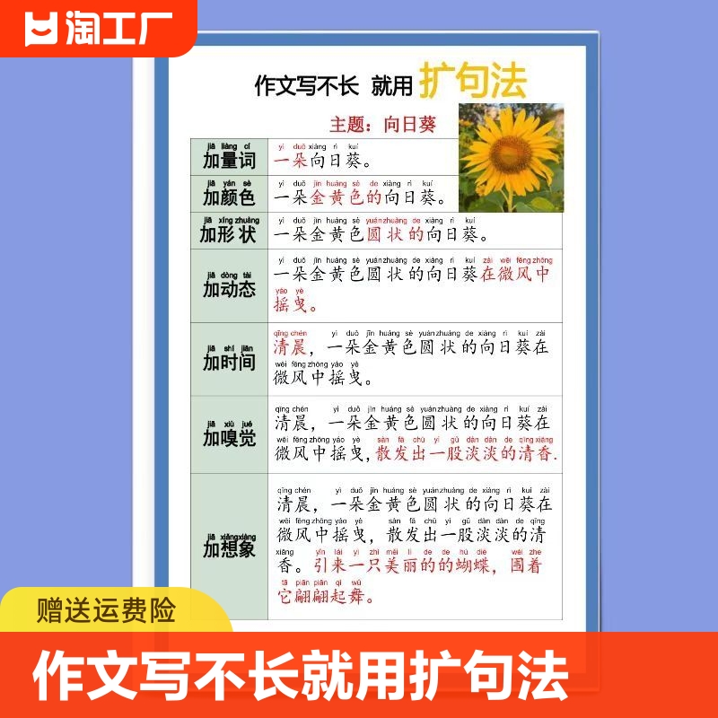 每日晨读扩句法58篇小学一二三年级扩句法写作文五感法作文提升练习 书籍/杂志/报纸 练字本/练字板 原图主图