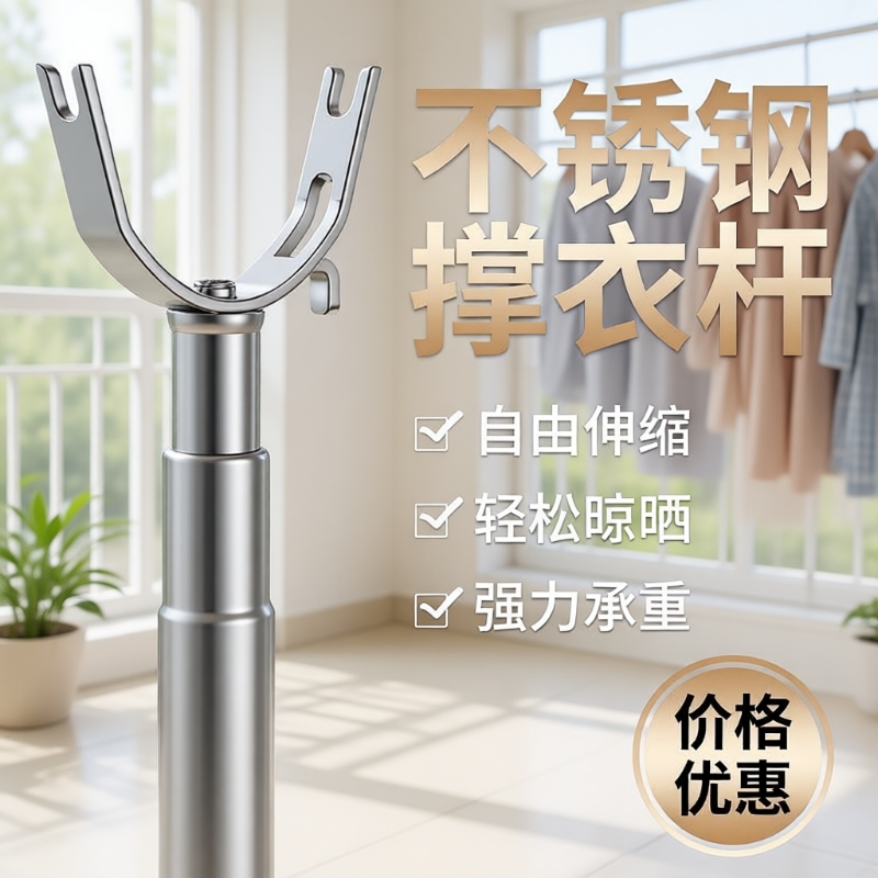 【不锈钢材质】衣叉家用晾衣杆