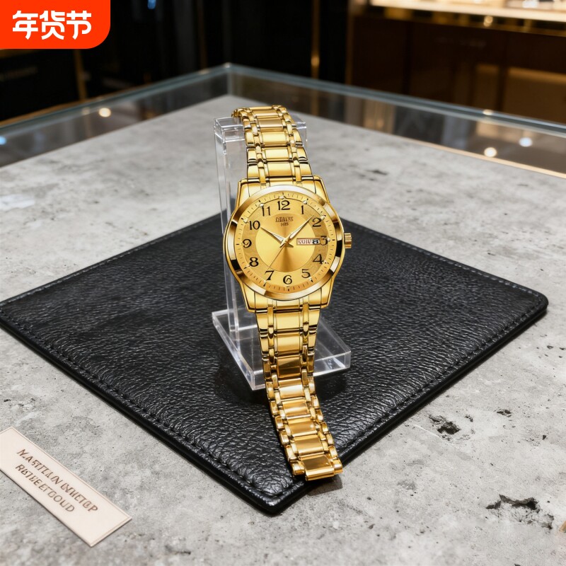 男款手表全自动非机械表正品名牌钢带商务防水石英腕表高级感男士