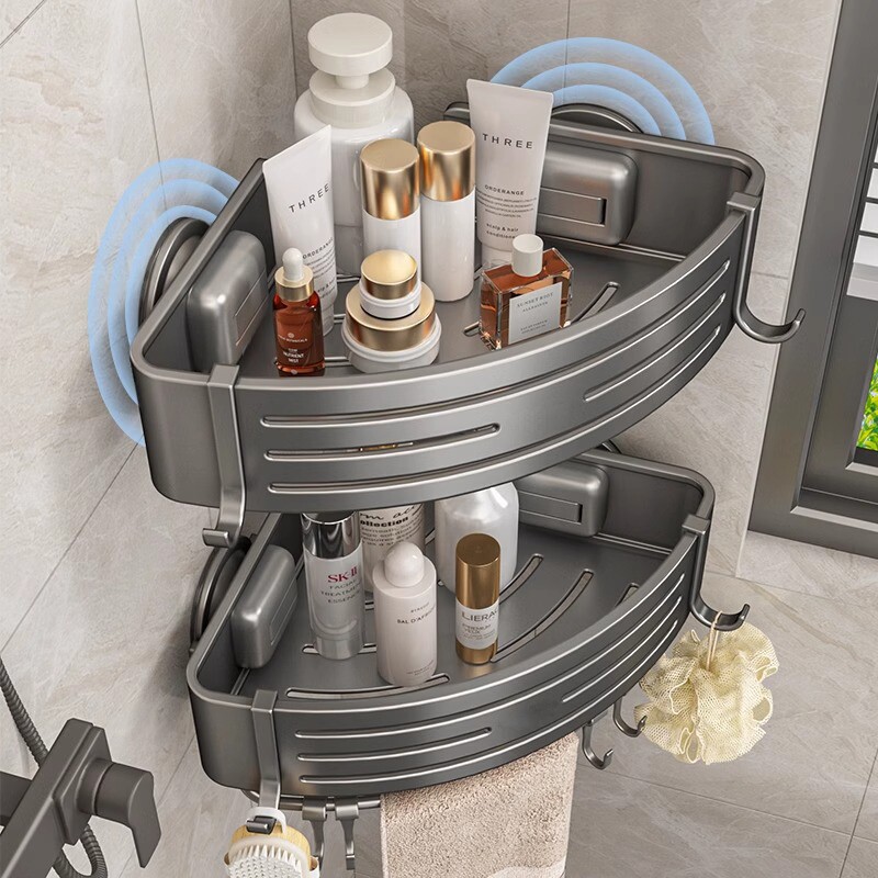 卫生间吸盘三角置物架子壁挂免打孔卫浴室洗手台洗漱台收纳置物架