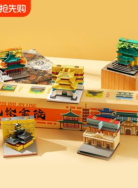 3d立体纸雕日历便签手撕便签纸台历南京纸绘金陵鸡鸣寺建筑模型南京创意文创纪念品伴手礼物