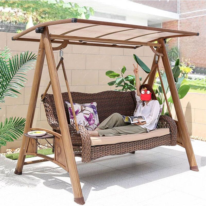 c户外秋千室外庭院秋千摇椅铁艺成人藤椅阳台秋千铸铝吊床编藤家