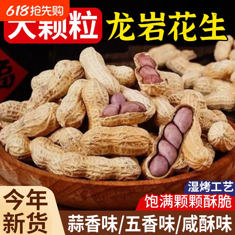 龙岩花生蒜香味五香味2026新货带壳白晒水煮花生米炒货下酒菜批发