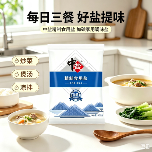 精制食用盐400g加碘食盐家用炒菜调味盐整箱批发工厂直供